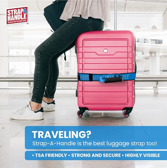 6' Carry Strap with Handle | 2-Pack | Adjustable Belt | Easy, Safe, Secure, Lifting, Moving, Carrying Heavy Boxes, Groceries | Best Luggage Strap (Strap-A-Handle 2 Pack - 6ft. Length, 40lb. Capacity)