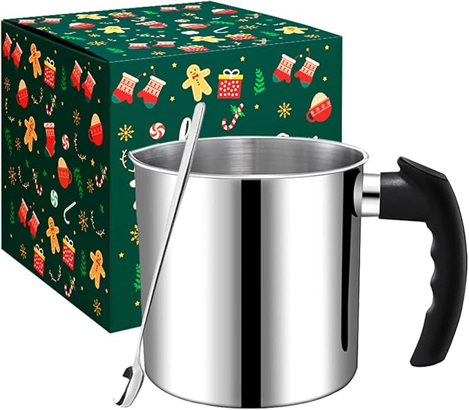 Candle Making Pouring Pot, 44oz Stainless Steel Candle Making Pitcher with Heat-Resistant Handle and Dripless Pouring Spout Design
