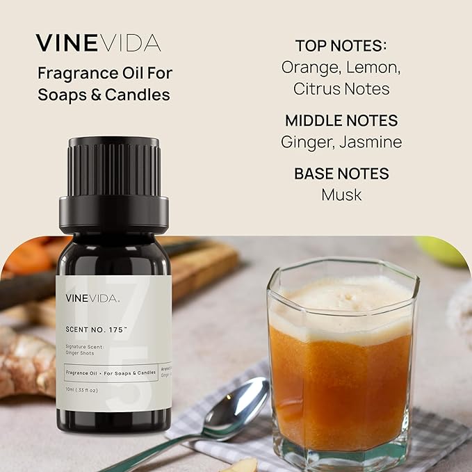 VINEVIDA [10 ml] Ginger Shots; Fragrance Oil for Candle Making and Soap Making - Premium Candle Scents for Soy Candles