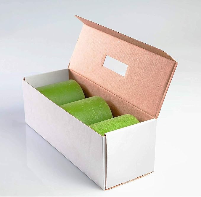 Melt Candle Company Set of 3 Pillar Candles 3" x 4" Unscented Handpoured Weddings, Home Decoration, Restaurants, Spa, Church Smokeless Cotton Wick - Green