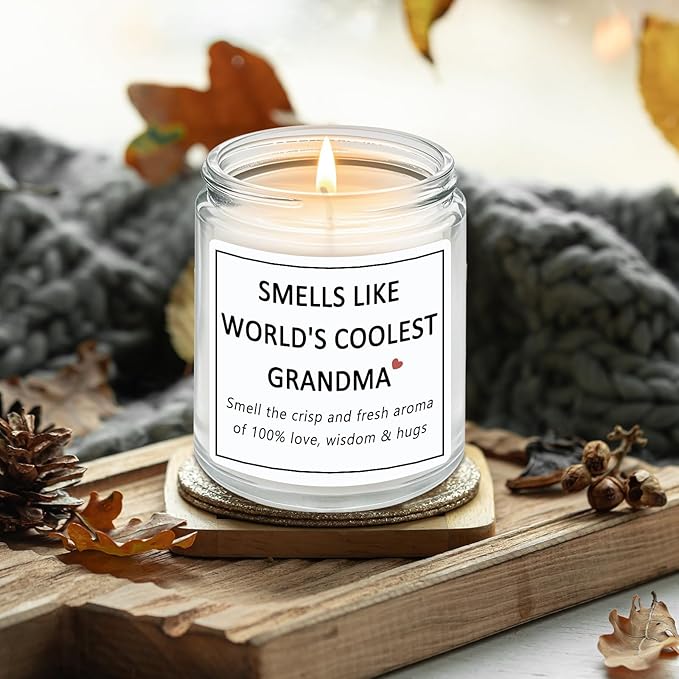 Grandma Gifts, Mothers Day Gift for Grandma from Grandchildren Granddaughter Grandkids, Smells Like World's Coolest Grandma Lavender Candles