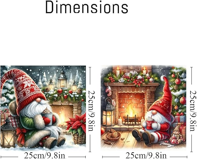 NEGEKFKX 2 Pack Gnome Paint by Numbers Kit for Adults Beginner with Framed,Christmas Easy Adult Paint by Number Kits on Canvas DIY Painting for Beginners Art by Numbers for Home Wall Decor 10x10 Inch