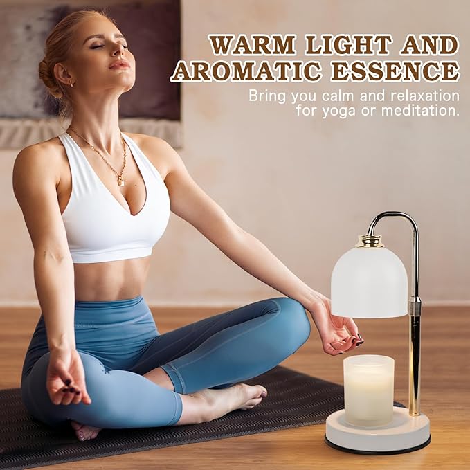 Candle Warmer Lamp with Timer Dimmable,Mothers Day Birthday Gifts for Women Mom, Modern Candle Warmer, White Candle Lamp for Jar Scented Candles, Home Decor, Wax Melt Warmer with 2 Bulbs