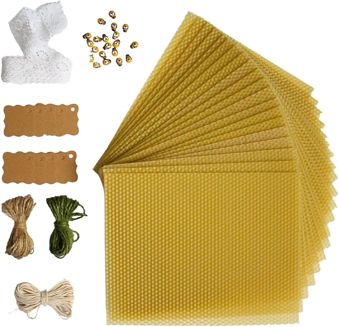CraftersAvenue Beeswax Candle Making Kit - 20 Beeswax Sheets for Rolled Candles - Size 10 x 8 in - Candle Making Supplies - Candle Making Kit for Adults