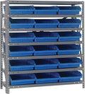 Quantum Storage Systems 1839-110BL Steel Shelving Unit with 4" Shelf Bins, 18" D x 36" W x 39" H, Blue