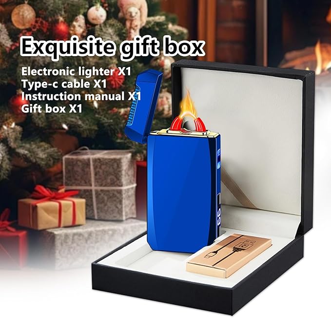 YOZWOO Rechargeable Electric Lighter USB C Electronic Lighters High Power Flame Arc Plasma Lighter Windproof Camping Lighters with Long Battery Life for Home and Outdoor (Blue)