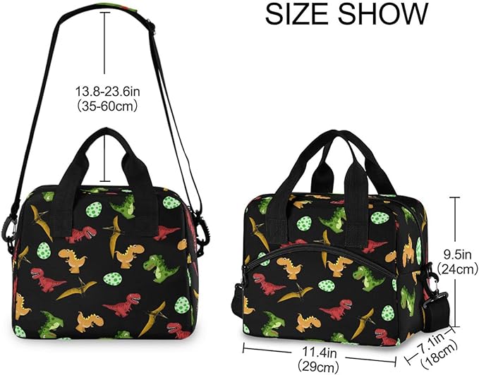 CBBYY Dinosaurs Lunch Bags for Women Men,Reusable Insulated Lunch Box, Adjustable Shoulder Straps Tote Lunch Bag for Work Picnic School