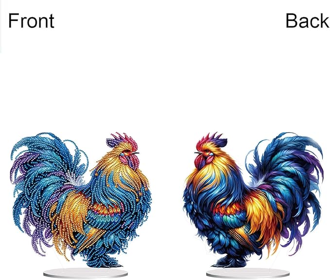 ARTopet DIY Diamond Desktop Ornament PET Irregular Shape Special Shaped Crystal Double Sided Pattern Single Sided Drill Diamond Art Painting Tabletop Home Ornaments Decor-Rooster