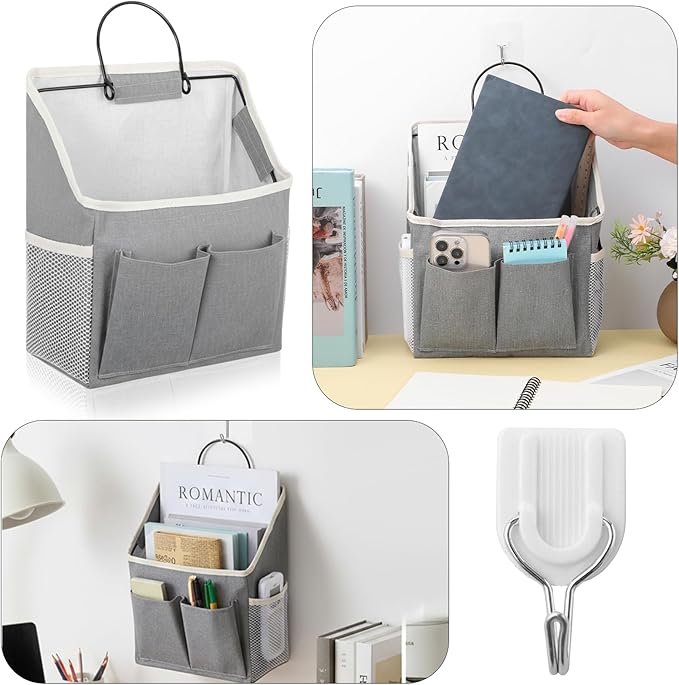 Wall Hanging Storage Bag Cotton Linen Hanging Storage Basket with Pockets Over the Door Organizer Wall File Organizers Desktop Organizer Basket For Kitchen Bedroom Bathroom Office Camper