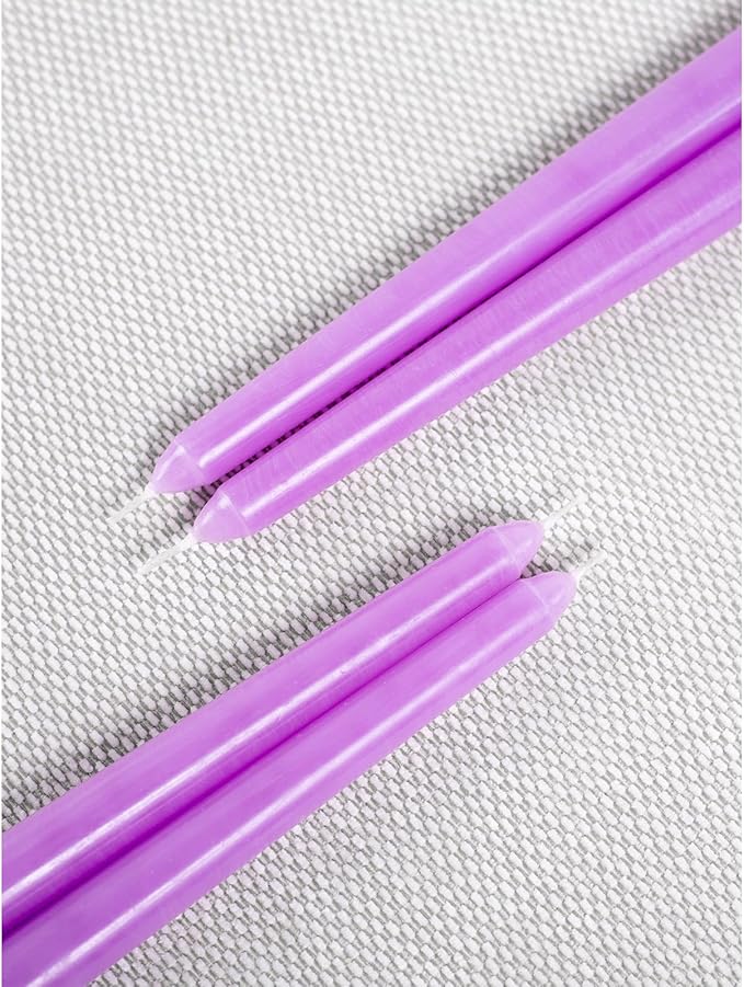 CANDWAX Lilac 8 inch Taper Candles Pack of 4 - Unscented Smokeless Dripless Tall Candlesticks - Perfect for Special Occasions, Ordinary Dinners, Holidays and as Easter Candles - Lavender Candle Sticks
