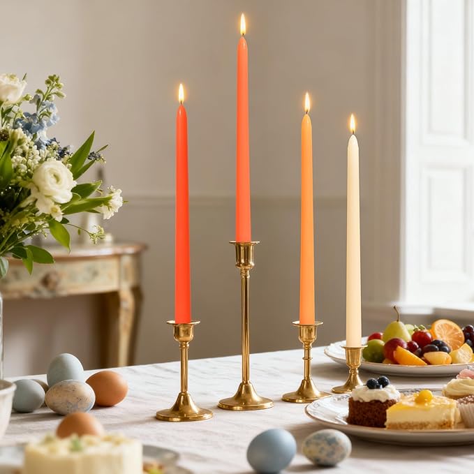 Viyffo Taper Candles, 12 Inch, 20 Pack, Orange – Unscented, Smokeless Design, Up to 8-Hour Burn – Tall Candlesticks for Table Decor, Weddings & Dinners