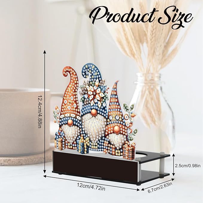 TDFERAN Diamond Painting Taper Candle Holders Christmas 12x11cm Candlestick Holders Centerpieces Candlestick Holders Candle Stick Holders for Home Decoration Party Housewarming Gifts Christmas Gnome