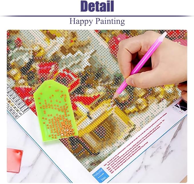 Mrnsiet Christmas Diamond Painting Kits for Adults, Christmas Candles Diamond Art for Beginners, 5D Round Full Drill Winter Diamond Painting Gem Art Kits for Home Wall Decor 12x16inch