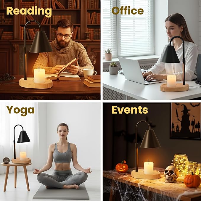 Candle Warmer Lamp with Timer & Dimmable Light – Adjustable Height Candle Melter for Jar Candles – Cozy Home Décor, Christmas, Birthday & Housewarming Gift Ideas for Women, Mom, Sisters, and Friends