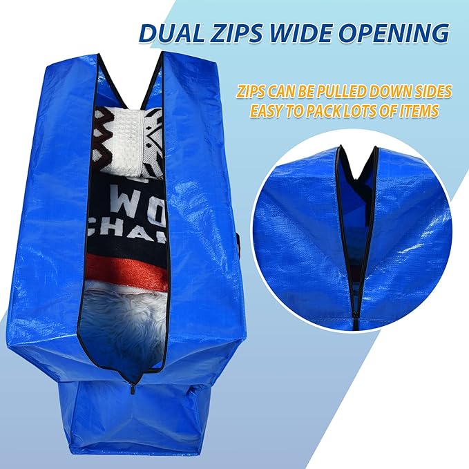 HAPPY CHEERS Extra Large Storage Bags, 41 Gallon XXL Jumbo Large Moving Bags Heavy Duty, Storage Totes Moving Boxes Supplies for College, Foldable Duffle Bag for Travel, 38x23x11inch - 2PACK