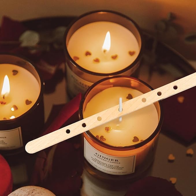 50Pcs Wooden Candle Wick Holders Candle Wick Bars Wicks Centering Device Wick Holders for Candle Making, Large, Multiwick Candles Arts Crafts Candle Making Wicks Candle Making