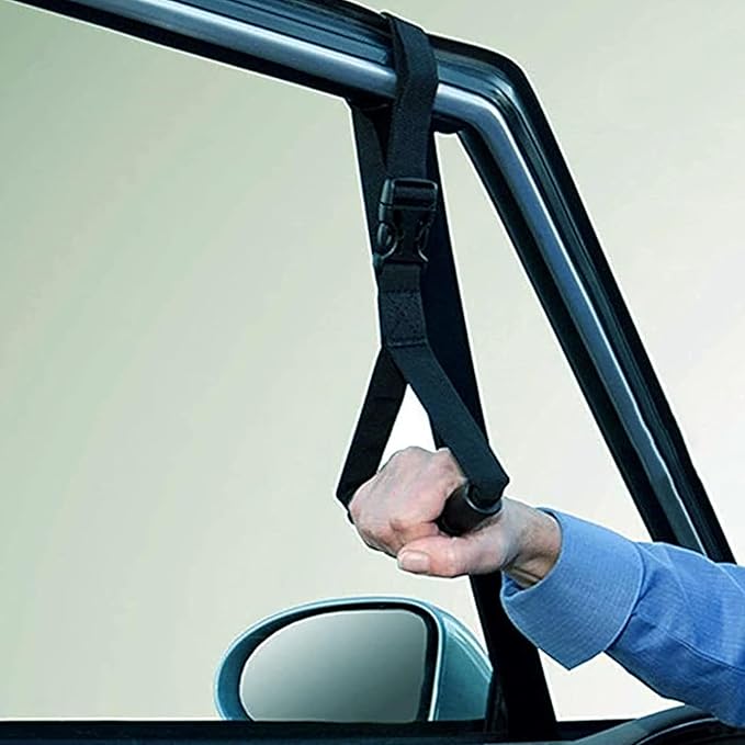 CAidRE Car Door Handle for Elderly, Car Handle Assist Support, Portable Elderly Assistance Mobility Aids for Getting Out of Car, Auto Grab Cane Nylon Strap for Seniors and Handicapped, Blue