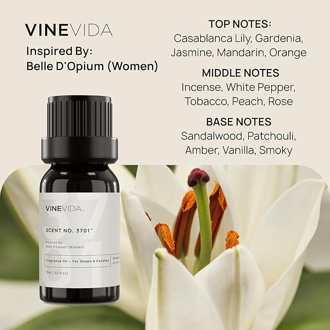 VINEVIDA [0.33 Oz] Inspired by: Belle d'Opium (Women); Fragrance Oil for Candle Making and Soap Making - Premium Candle Scents for Soy Candles