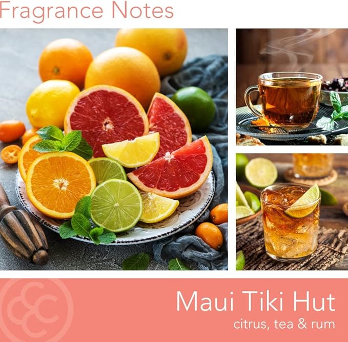 Colonial Candle Maui Tiki Hut Scented Jar Candle, Travel Collection, 3 Wick, Peach, 14.5 oz - Up to 60 Hours Burn