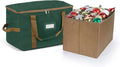 Covermates Keepsakes Adjustable Ornament Storage Bag – Heavy-Duty Polyester, Padded Dividers & FlexGrid Trays – Protective Holiday Ornament Organizer with Handles & Label Window, Green