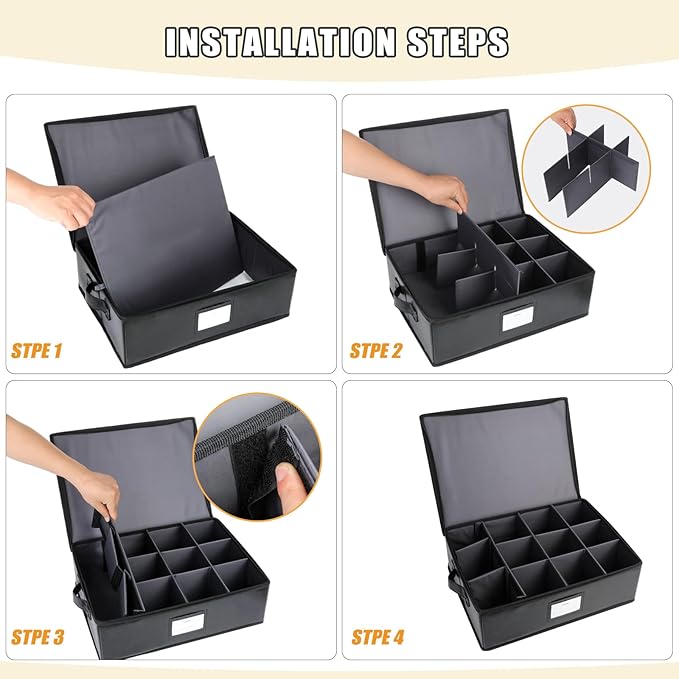 Fireproof Candle Storage Organizer Box (Set of 2) with Dividers, Tissue Paper and Ziplock Bags Protects 12 Aromatherapy Candles, Jar Candles, Taper Candles, Pillar Candles, Tealight Candle and Candles