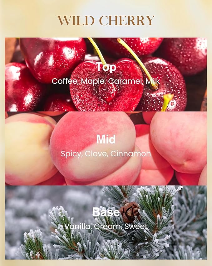 M&SENSE Wild Cherry Soy Large Candles, 3-Wick 35oz 150H Slow Burning, Aromatherapy Candle for Home Fragrance Romantic Winter Gifts for Women