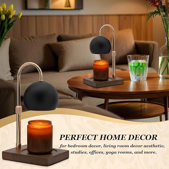 Candle Warmer Lamp Timer - Birthday Gifts for Women Mom Grandma, Mothers Day Gifts, House Warming Gifts New Home Decor Modern Farmhouse Decor with 2 Bulbs Wax Melt Compatible All Jar Candles Blackgold