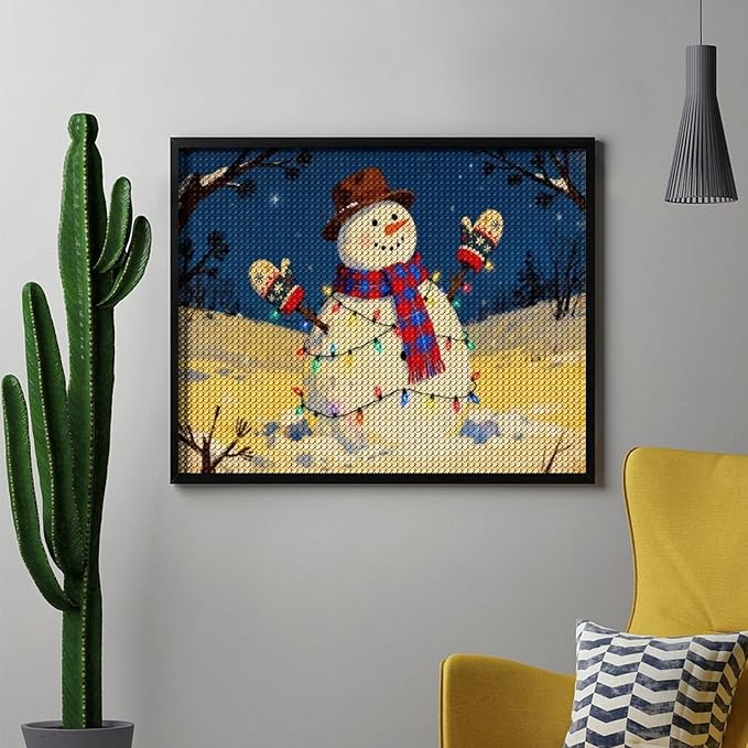 AIVKIEJK Diamond Painting Kits for Adults - Christmas Winter Snowman & Twinkling Painting DIY 5D Full Drill Diamond Dots Paintings with Diamonds Gem Art and Crafts Home Decor 16"x20"