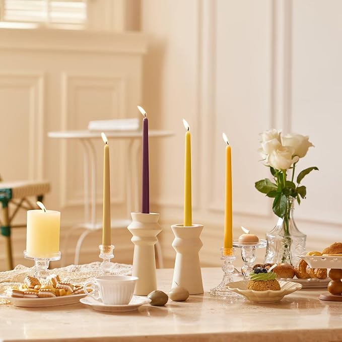 10-Inch Tall Dripless Taper Candles Set of 4 - Fall Tapered Candles, Perfect for Halloween,Fall - Smokeless, Unscented, Long Burning - Hand Poured, Colored Tall Candlesticks - Thanksgiving