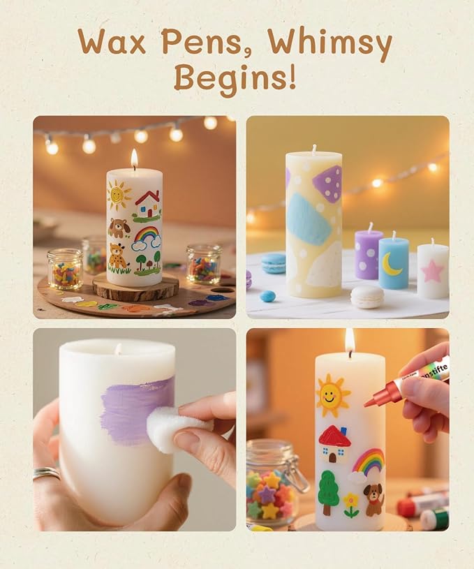 GooBoom Candle Wax Pen, 8-Color Candle Painting kit for DIY Projects, Birthday Party, Special Occasions Create Colorful Candles, Safe and Non-Toxic(30ML/1.01OZ)