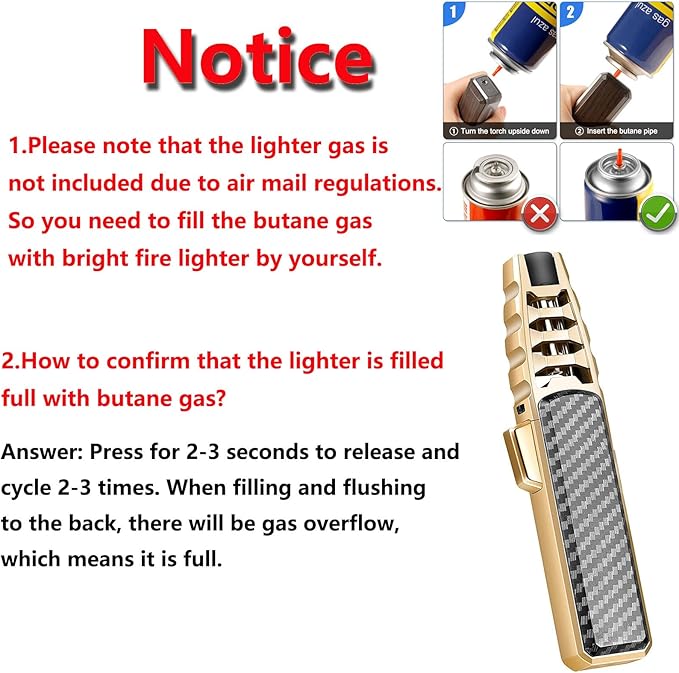 Valentines Day Gift for Him 2 Packs Portable Brightfire,Turbine Jet Bright Fire Lighter,Windproof Straight Torch Blue Flame Lighter,Wind Resistant Bright Fire Lighters,Torch lighters Butane refillable