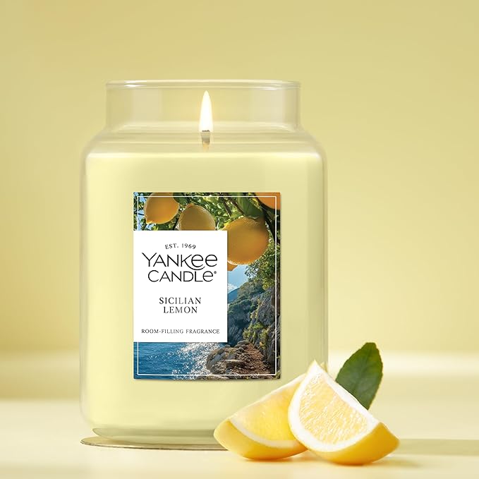 Yankee Candle Sicilian Lemon Scented Candle, 22oz Large Jar with up to 150 Hour Burn Time, Giftable