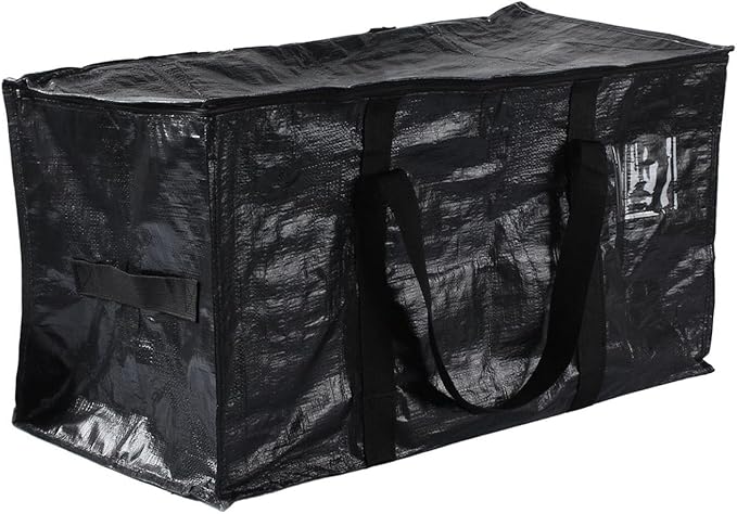 Large Moving Storage Bags Heavy Duty Woven Bags with Zipper & Handles for Clothes Blankets Travel (A-3PC)