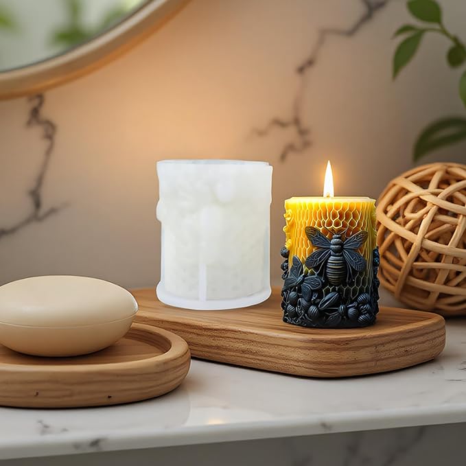 Honeycomb Cylinder Silicone 3D Flower & Rose Mold - Peony & Candle Mold for Resin, Clay & Soap Making - Craft Supplies