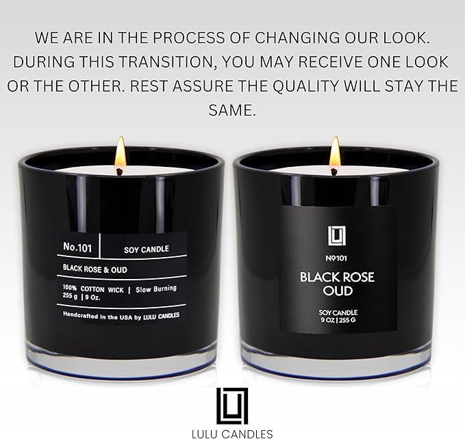 Lulu Candles | Black Amber | Luxury Scented Soy Jar Candle | Hand Poured in The USA | Highly Scented & Long Lasting (9 Oz.)