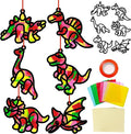 Qyeahkj 36 Set Dinosaur Suncatchers Crafts for DIY Dinosaur Tissue Paper Crafts Window Stained Glass Effect Dino Hanging Decor Home Creative Activity Art Projects Birthday Party Favor Gift