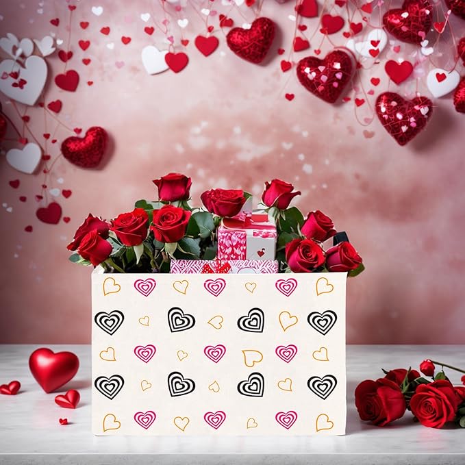 Valentine's Day Basket Gift for Empty Cute Heart Large Storage Bin for Kid and Baby Room Décor (Red and Black)