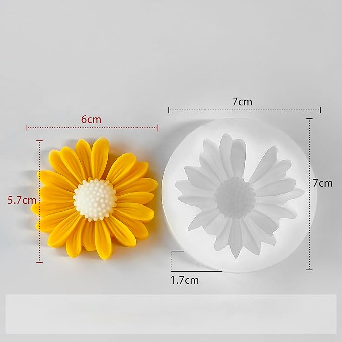 2 Pack Daisy Flower Mold - Resin Casting Silicone Molds for Home Decor & Candle Making Wave Spiral Mold