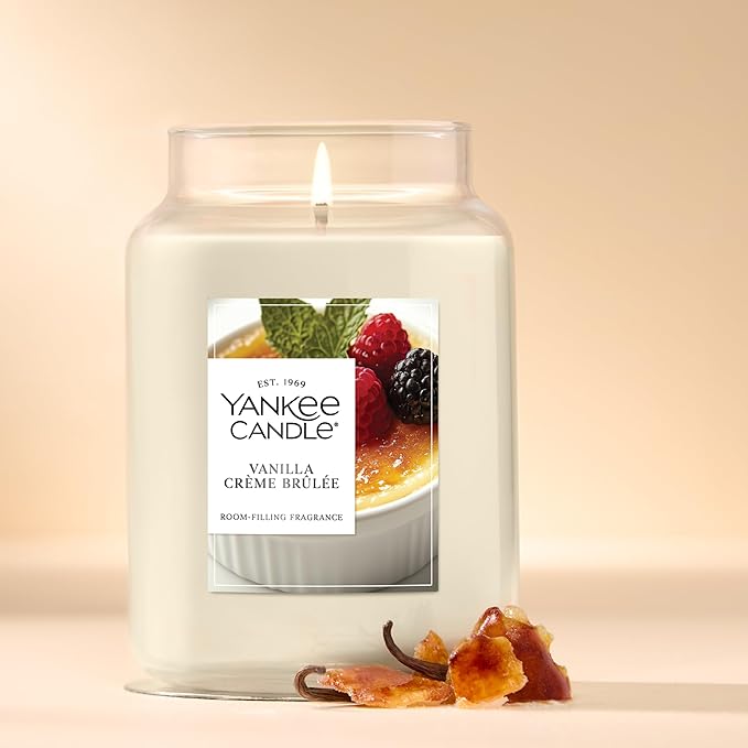 Yankee Candle Vanilla Crème Brûlée, Scented Candle, 22oz Large Jar with up to 150 Hour Burn Time, Giftable