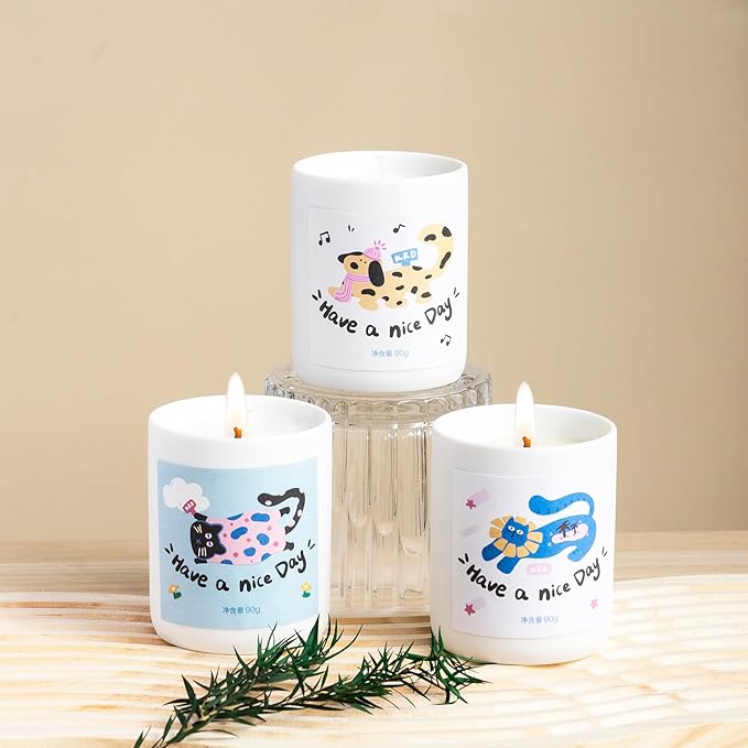 KRD Pet Lover Gifts for Women, 3 Pack Strong Scented Candles Set, 3x3.2oz 60H Burn, Fresh Pet Odor Eliminator for Home Bathroom