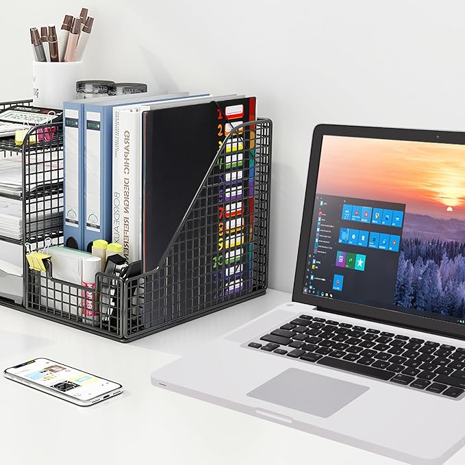 24 Pockets Expanding File Folder Organizer,Accordion File Organizer,A4 Letter Size,Rainbow Tab, for Home/Office/School Document Organizer (Black)