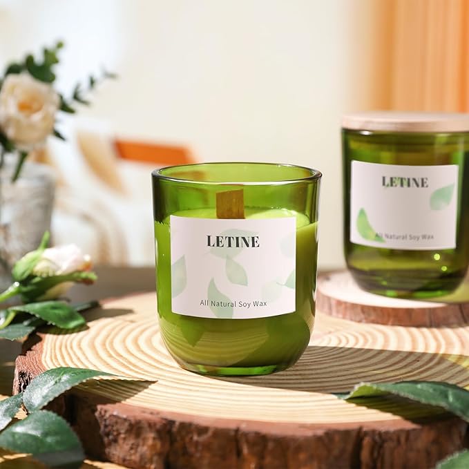 LETINE 12PCS Premium 8oz Green Glass Candle Jars with Lids - Bulk Empty Vessels for Candles, Eco-Friendly Candle Containers for Wedding Gifts & Candle Making Supplies, Ideal for Candle Business Owners