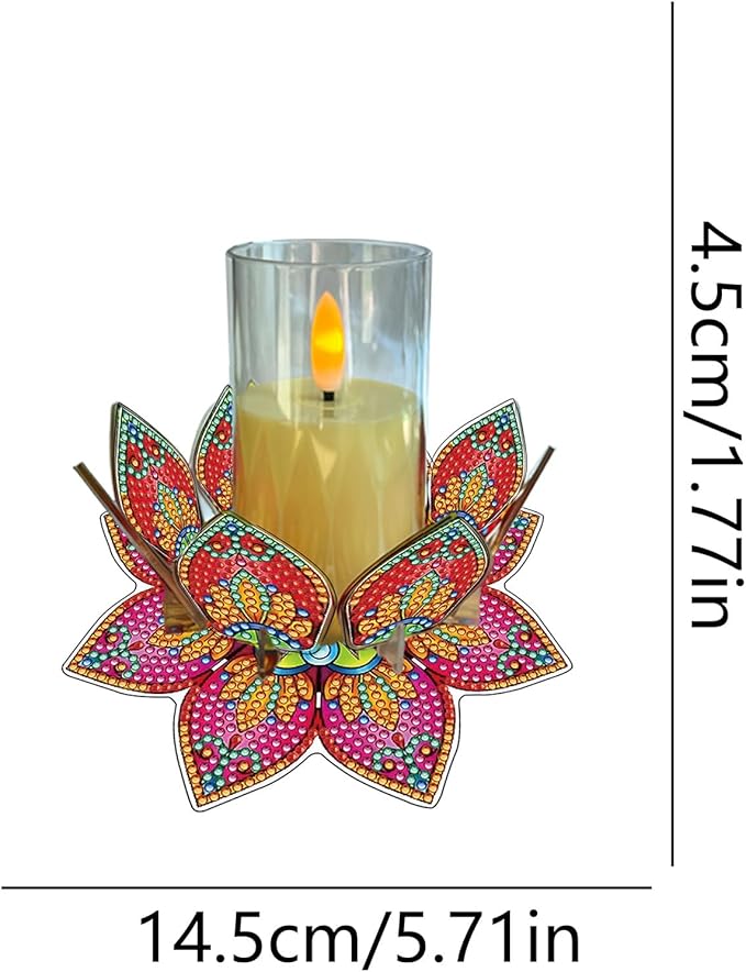 5D DIY Diamond Art Painting PVC Flower Candle Holders Tealight/Tea Light/Votive Candle Holder, for Table Centerpiece Home Décor Party Wedding Dinning-Flower-6