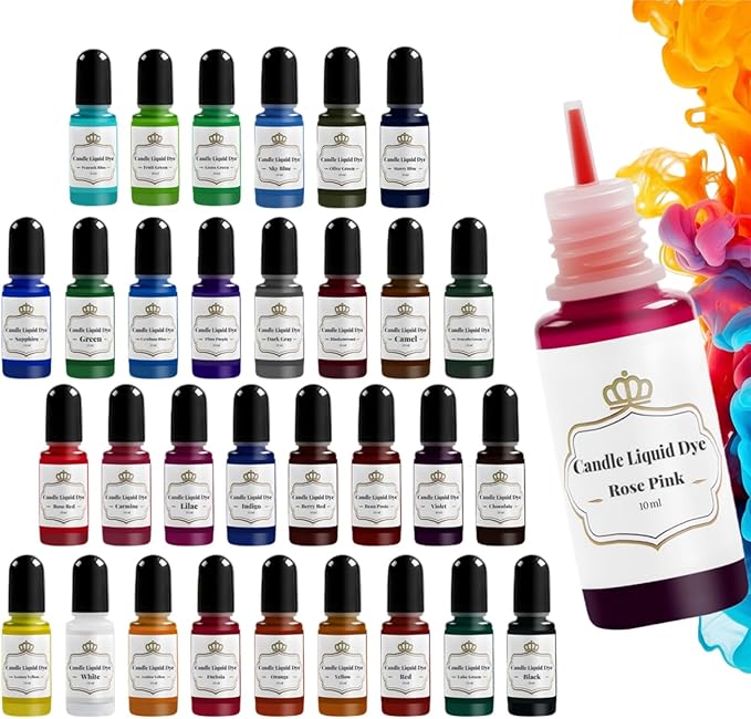 YRYM HT Candle Dye - 32 Oil-Based Liquid Candle Color Dye for Soy Wax,(10Ml/Bottle) High-Concentrated Candle Making Supplies Sets,Vivid,Safe & Natural Candle Wax Dyes for DIY Projects
