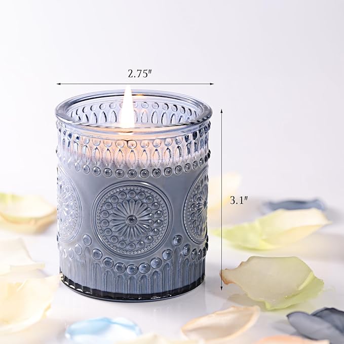 8oz Blue Glass Candle Jars with Lids for Making Candles Set of 10, Empty Candle Containers, Candle Making Supplies for Candle DIY, Candle Vessels Candle Making Kit, Blue Decor