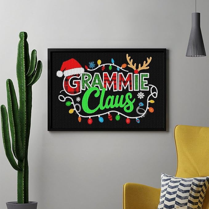 AIVKIEJK Diamond Painting Kits for Adults - Grammie Claus Grandma Christmas Xmas Painting DIY 5D Full Drill Diamond Dots Paintings with Diamonds Gem Art and Crafts Home Decor 8"x12"