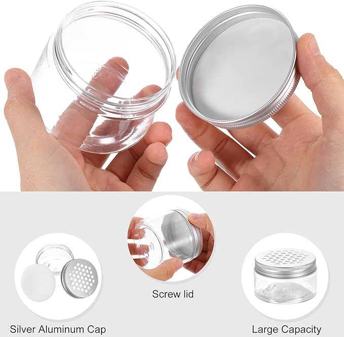 HARFINGTON 6 Pcs 3 Styles Empty Scent Beads Storage Container 3.4oz/100ml Air Freshener Tins Round Refillable Spice Containers Plastic Jars Sample for Air Freshener Candles Travel Storage