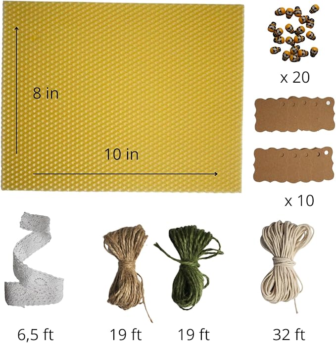 CraftersAvenue Beeswax Candle Making Kit - 20 Beeswax Sheets for Rolled Candles - Size 10 x 8 in - Candle Making Supplies - Candle Making Kit for Adults