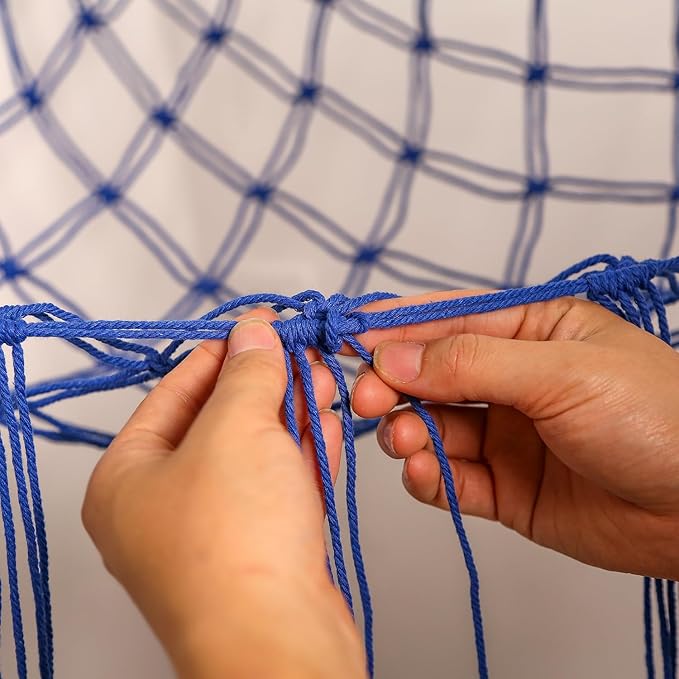 YKBU Stuffed Animals Hammock Corner Hanging Net Macrame Stuffed Animal Storage Plush Toy Holder Toy Organizer for Boho Nursery Playroom Bedroom Kids Room (blue, m)