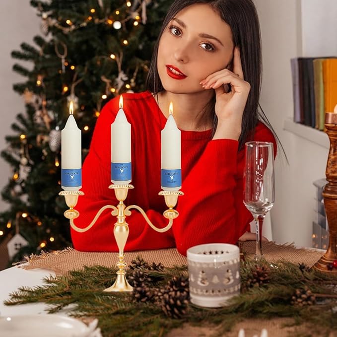 Handmade Unscented Milk White Taper Candles Long Burning 5 Inch Cute Candlesticks with Elegant Design Smokeless Candles for Home Décor Wedding